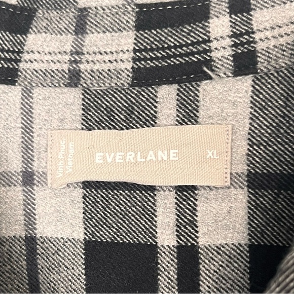 Everlane Men's Size XL Gray Black Plaid Flannel Shirt Long Sleeve Button Up - Picture 3 of 9